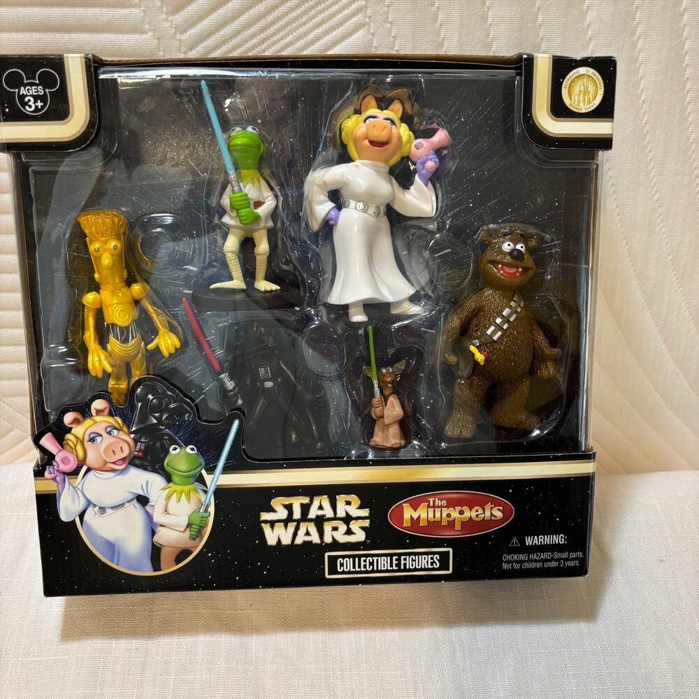 Disney Parks Star Wars Muppets 6 Figure Set Kermit Miss Piggy 2008 Boxed